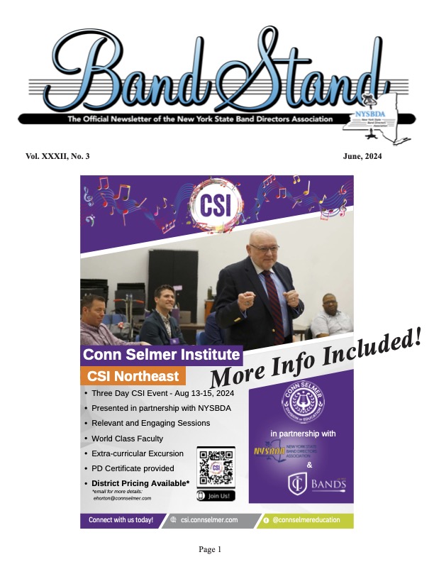 Flier with information regarding the 2024 CSI Northeast Institute. Man standing in front of a group of people speaking.