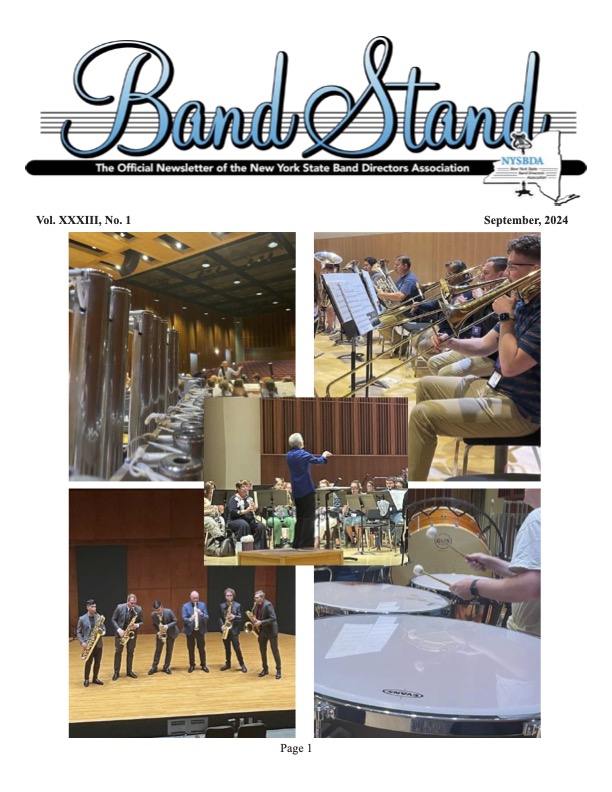 Front page of a periodical with photos of musicians playing their instruments. 